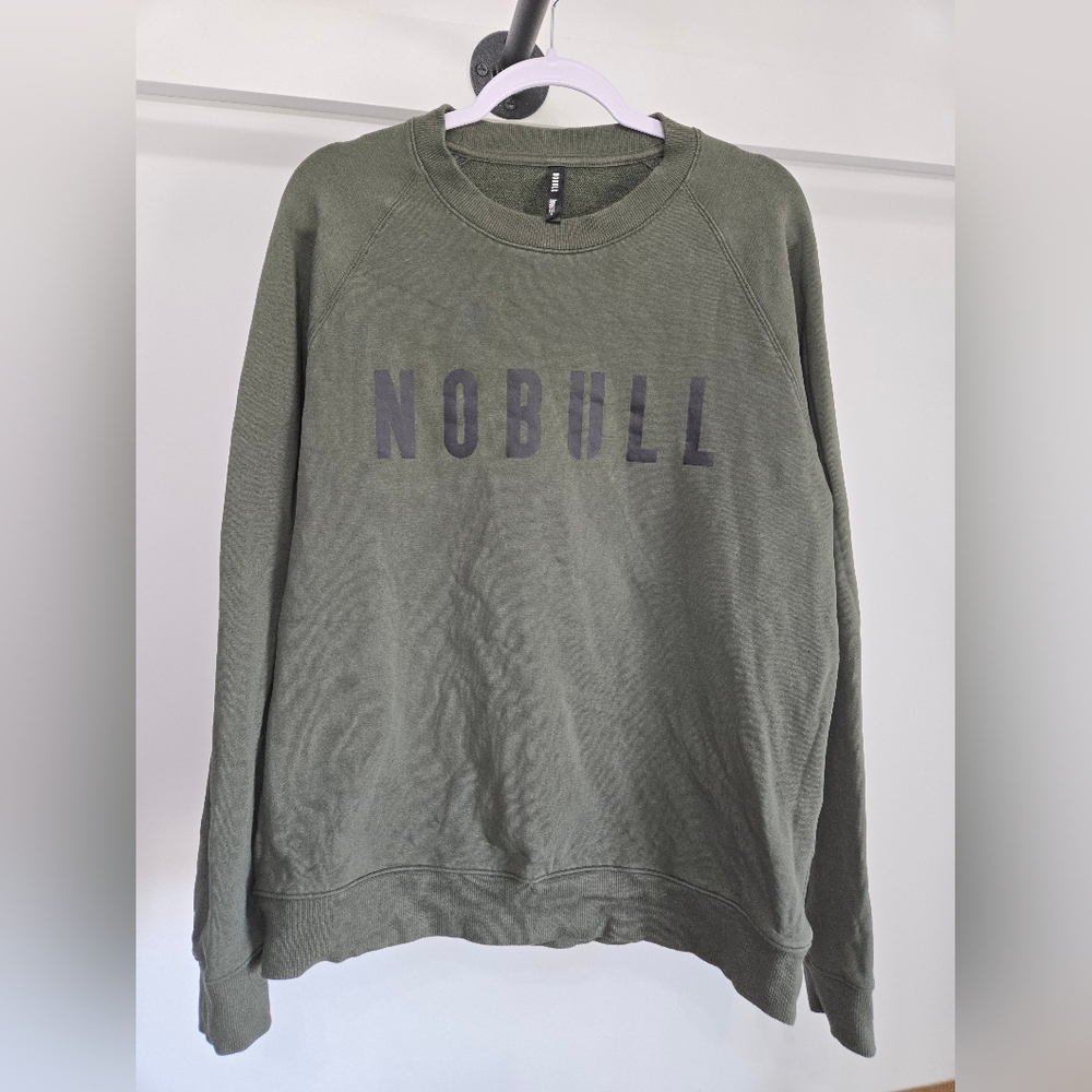 NoBull Mens Size Large Crew Sweatshirt Pullover Dark Army Green